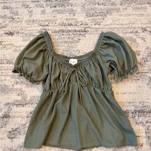 Livi by Olivia Rae Olive Green Boho Blouse